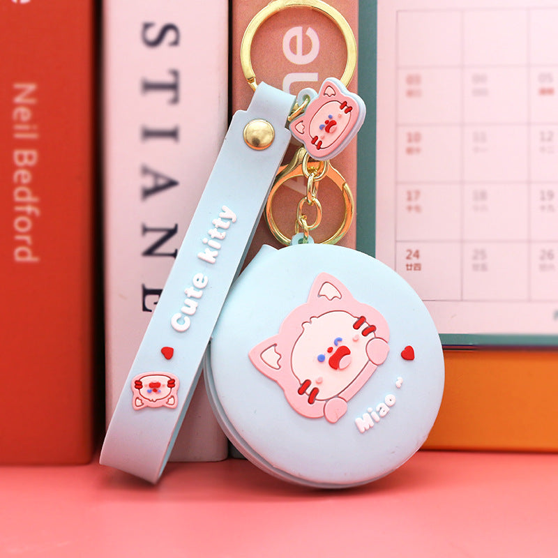 Wholesale Cartoon Portable Small Mirror Folding PVC Keychain